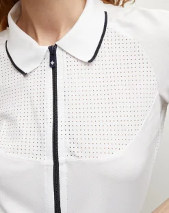 Performance Mesh Polo in White/Navy