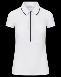 Performance Mesh Polo in White/Navy