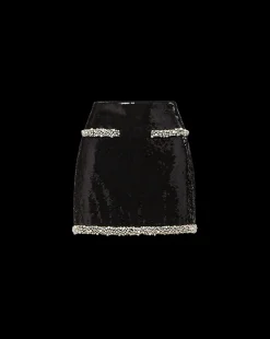 Perry Pearl Trim Sequin Skirt in Black x Poppy Delevingne