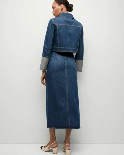 Phila Cropped Denim Jacket in Blue Denim