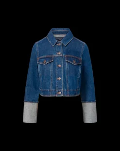 Phila Cropped Denim Jacket in Blue Denim
