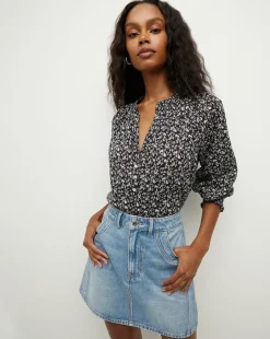 Pienza Floral Top in Navy Multi