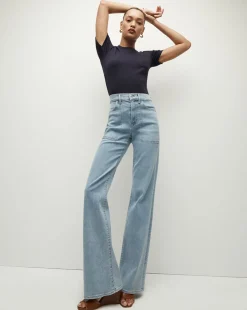 Pruitt Ribbed Tee | Logo Pocket in Navy