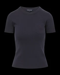 Pruitt Ribbed Tee | Logo Pocket in Navy