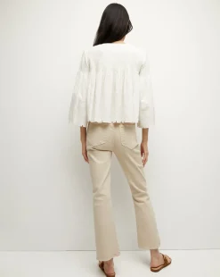 Quimby Bell-Sleeve Cotton Peplum Top