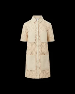Rafaela Cotton Eyelet Shirtdress in Stone Khaki