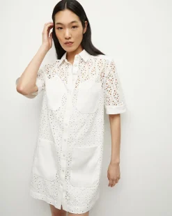 Rafaela Cotton Eyelet Shirtdress in White