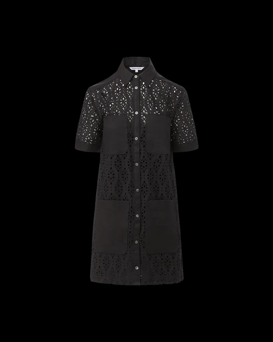 Rafaela Cotton Eyelet Shirtdress in Black