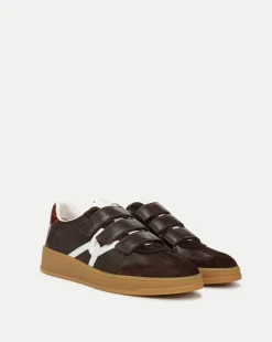 Reagan Velcro Sneaker in Espresso/White