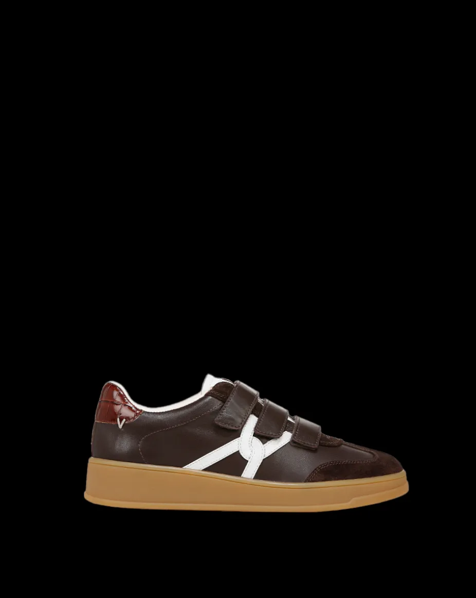 Reagan Velcro Sneaker in Espresso/White