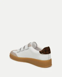 Reagan Velcro Sneaker in White & Leopard