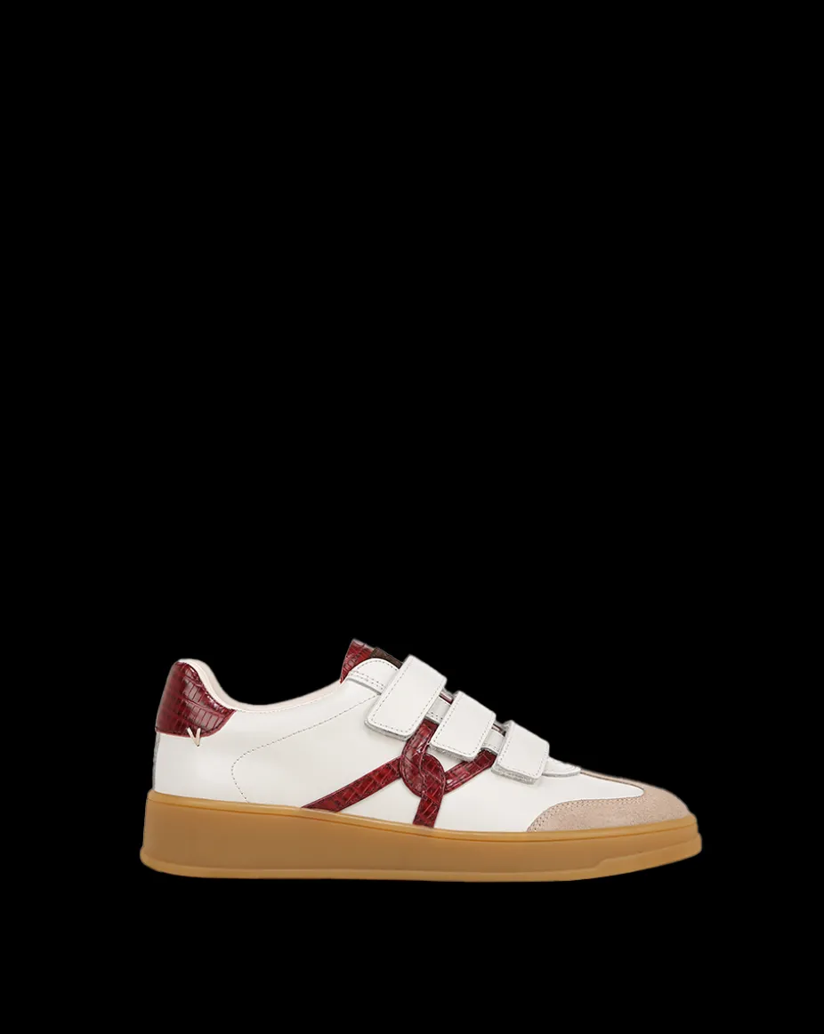 Reagan Velcro Sneaker in White & Red