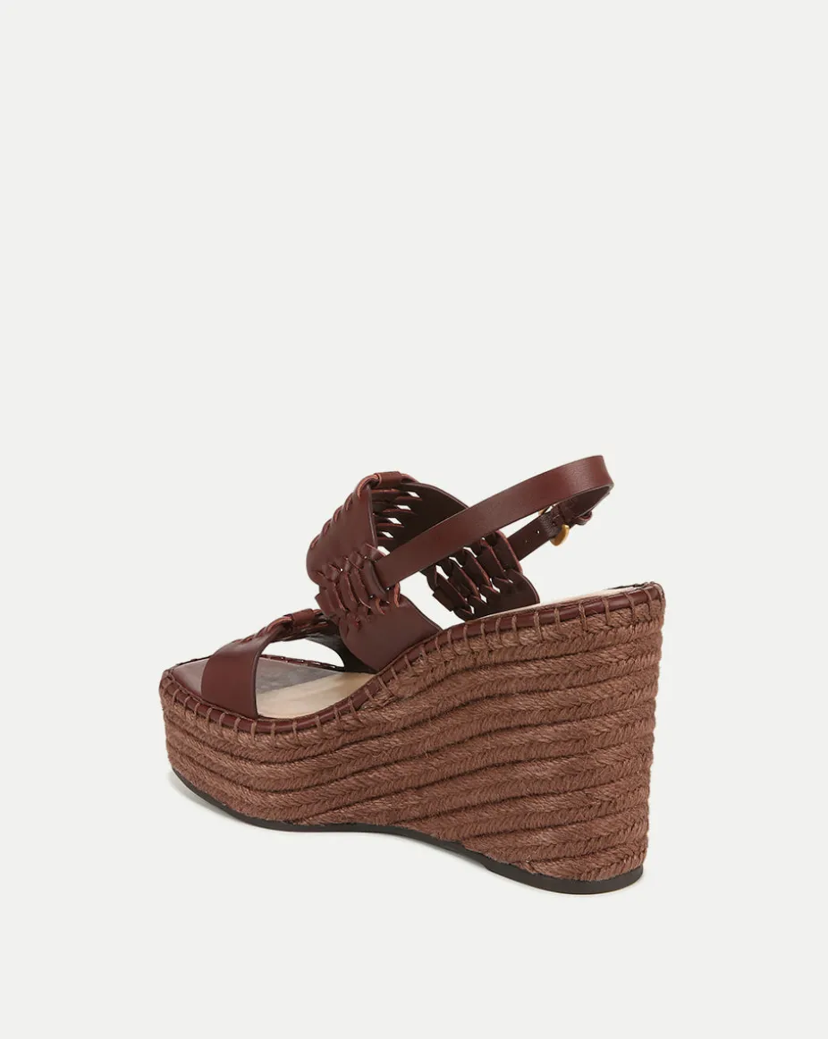 Riya Raffia Wedge Sandal in Brown