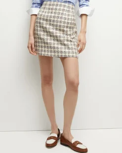 Roman Tweed Skirt in Ivory/Camel