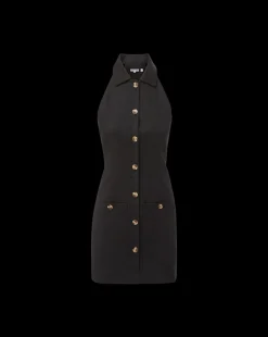 Roxanne Stretch-Linen Shirtdress in Black