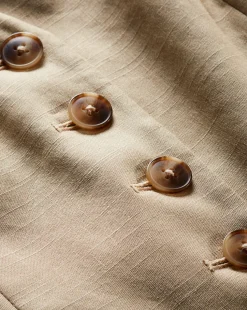 Roxanne Stretch-Linen Shirtdress in Stone Khaki