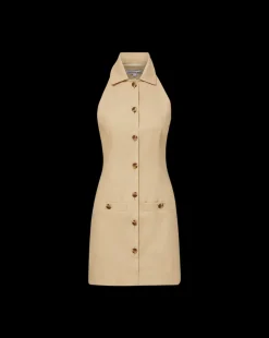 Roxanne Stretch-Linen Shirtdress in Stone Khaki