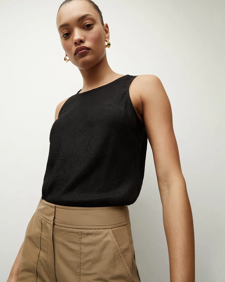 Sabrina Black Satin Crepe Tank Top