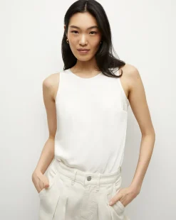 Sabrina Crepe Tank in Off-White