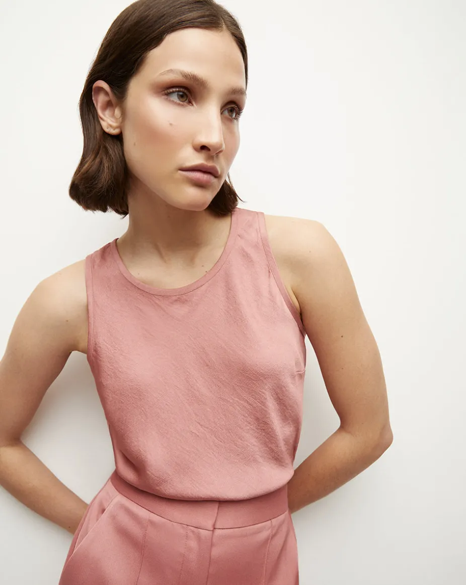 Sabrina Crepe Tank in Rose