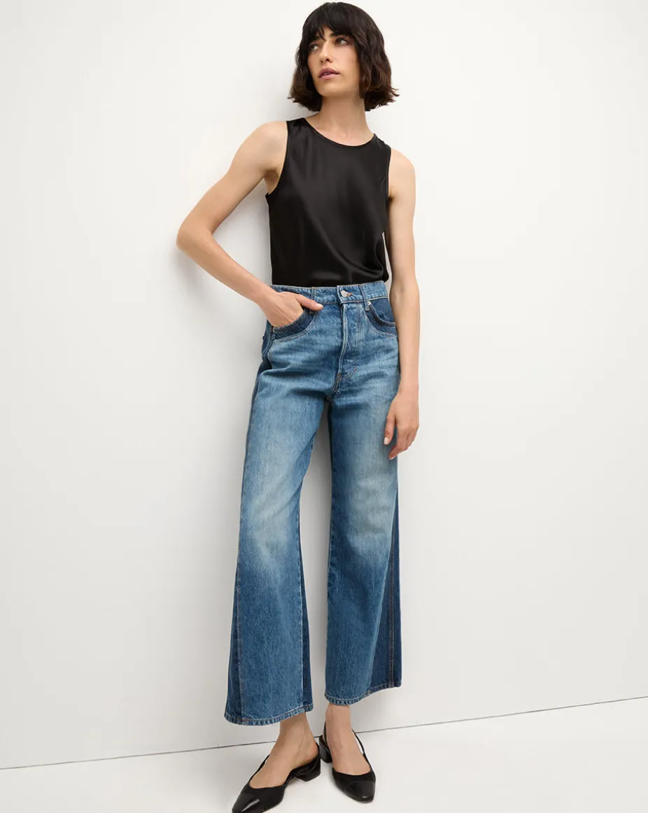 Sabrina Stretch-Silk Tank Top in Black