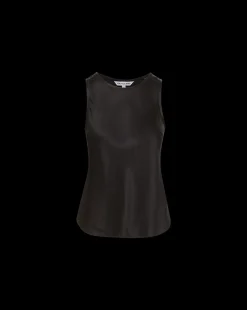 Sabrina Stretch-Silk Tank Top in Black