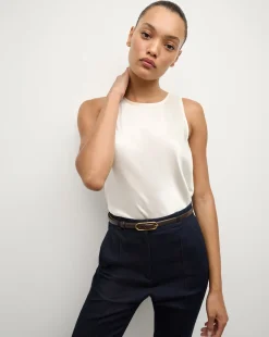 Sabrina Stretch-Silk Tank Top in Ivory