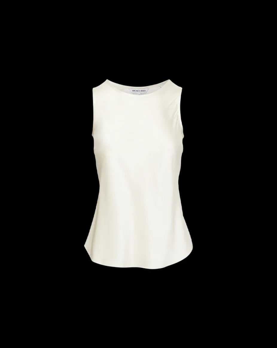 Sabrina Stretch-Silk Tank Top in Ivory