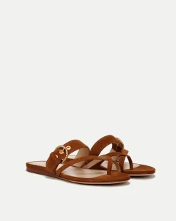 Salva Suede Crisscross Sandal in Caramel