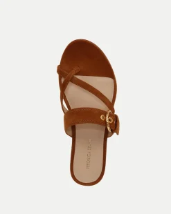 Salva Suede Crisscross Sandal in Caramel