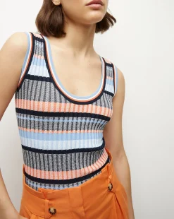 Sandra Ribbed Tank in Blue Multi