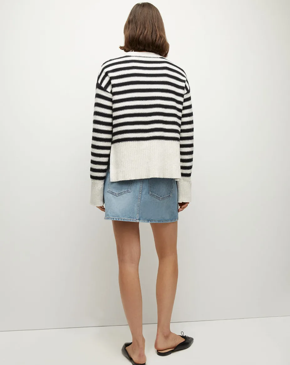 Saylor Cotton Cardigan in Off-White/Black