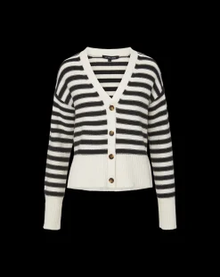Saylor Cotton Cardigan in Off-White/Black
