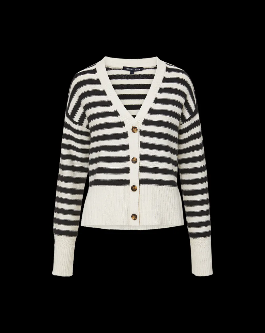Saylor Cotton Cardigan in Off-White/Black
