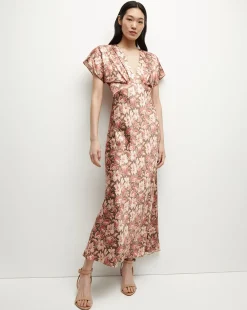 Seymour Stretch-Silk Dress in Deep Ochre Multi