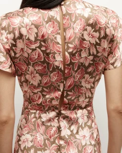 Seymour Stretch-Silk Dress in Deep Ochre Multi