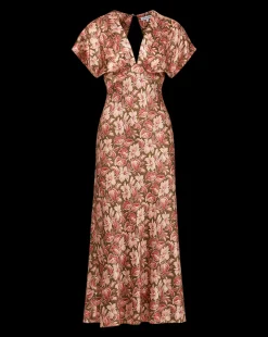 Seymour Stretch-Silk Dress in Deep Ochre Multi