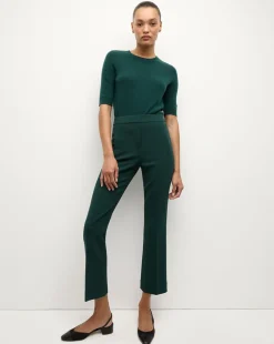 Shana Short Sleeve Cashmere Sweater in Dark Green
