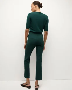Shana Short Sleeve Cashmere Sweater in Dark Green