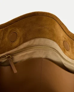 Slouch Shoulder Suede Bag in Acorn