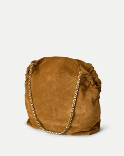 Slouch Shoulder Suede Bag in Acorn