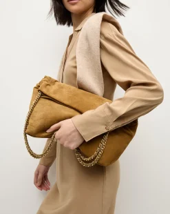 Slouch Shoulder Suede Bag in Acorn