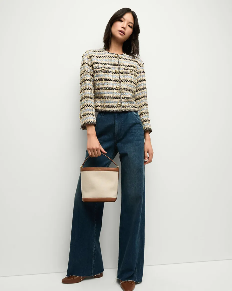 Small Canvas Feedbag in Cream Linen & Tan