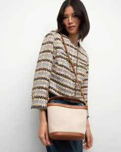 Small Canvas Feedbag in Cream Linen & Tan