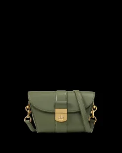 Small Crest Lock Trap Bag in Stone Army