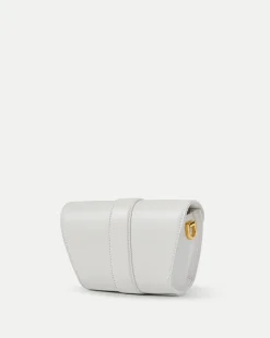 Small Crest Lock Trap Bag in Off-White