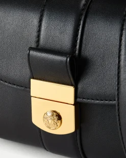 Small Crest Lock Trap Bag in Black