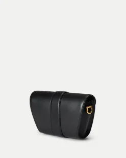 Small Crest Lock Trap Bag in Black