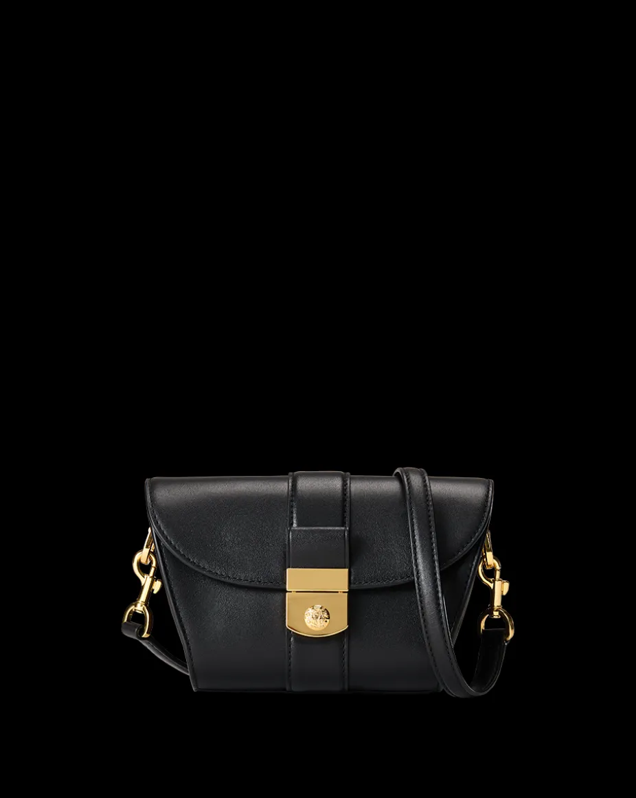 Small Crest Lock Trap Bag in Black