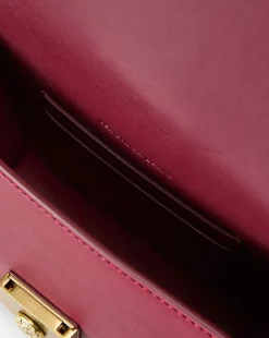 Small Crest Lock Trap Bag in Burgundy